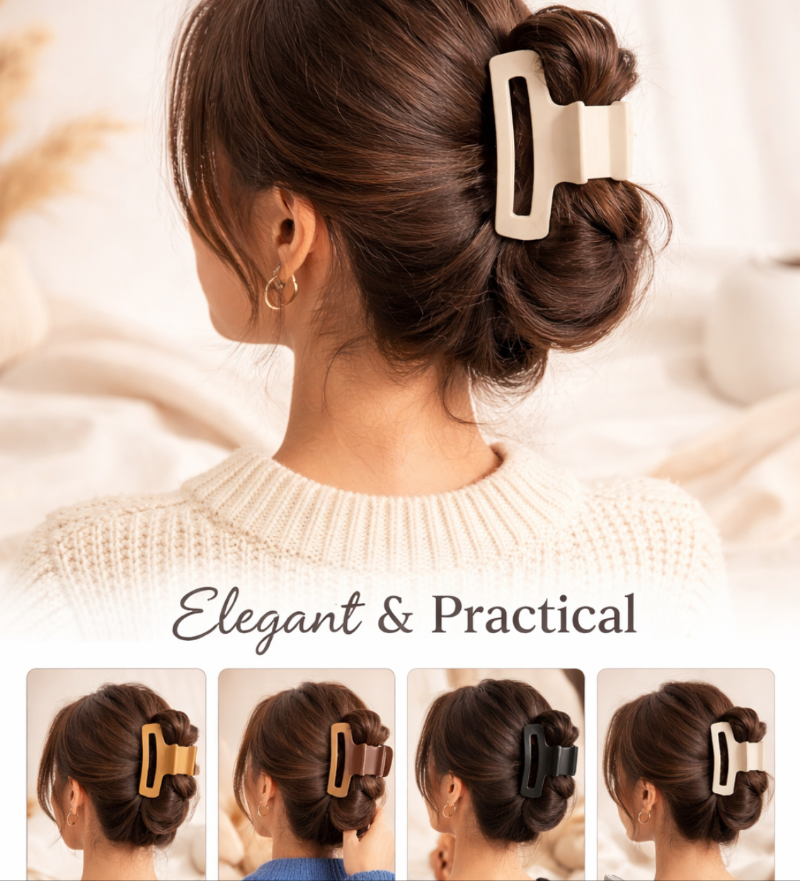 4 Pair combo Stylish Rectangular Hair Claw Clip🎀