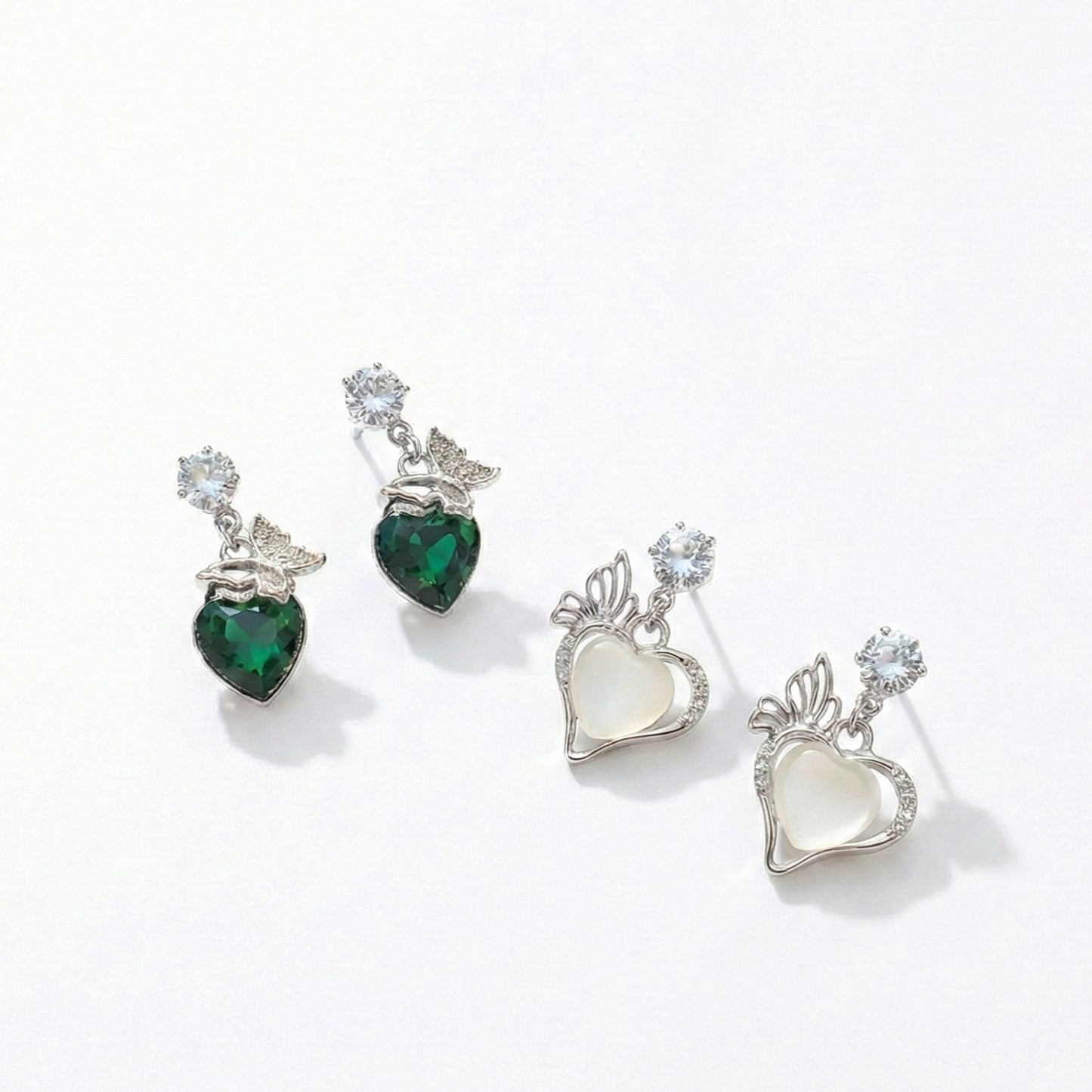 Trendy Heart Shape Korean Silver Stud Earrings for Girls – Trendy Daily Wear