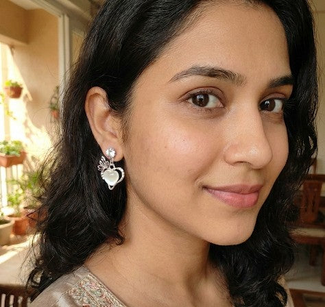 Trendy Heart Shape Korean Silver Stud Earrings for Girls – Trendy Daily Wear