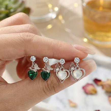 Trendy Heart Shape Korean Silver Stud Earrings for Girls – Trendy Daily Wear