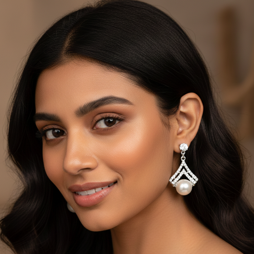 Trendy pistel Plated White Drop Earrings for Women | Party | Office | Daily Wear