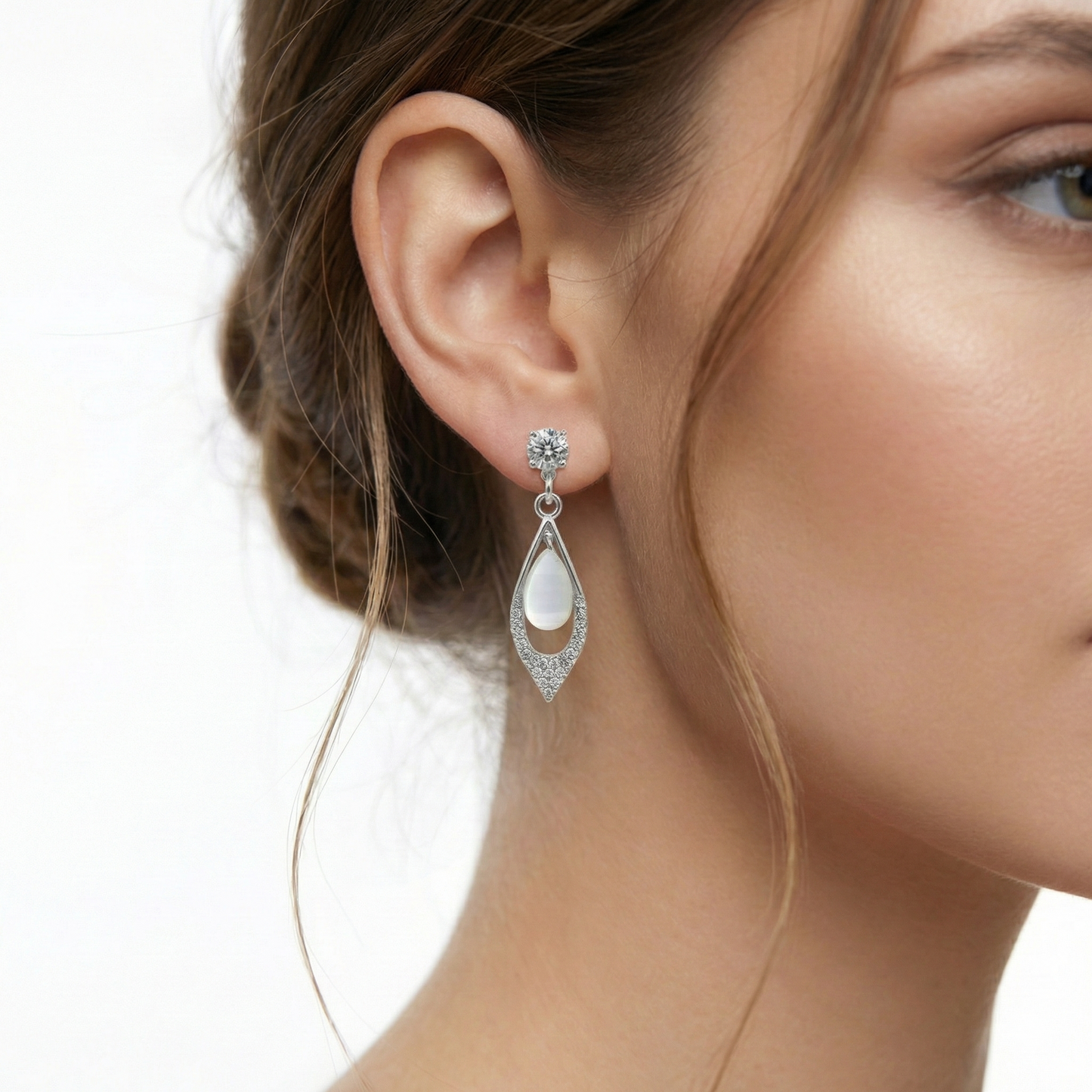 Trendy Silver Plated White Drop Earrings for Women | Party | Office | Daily Wear