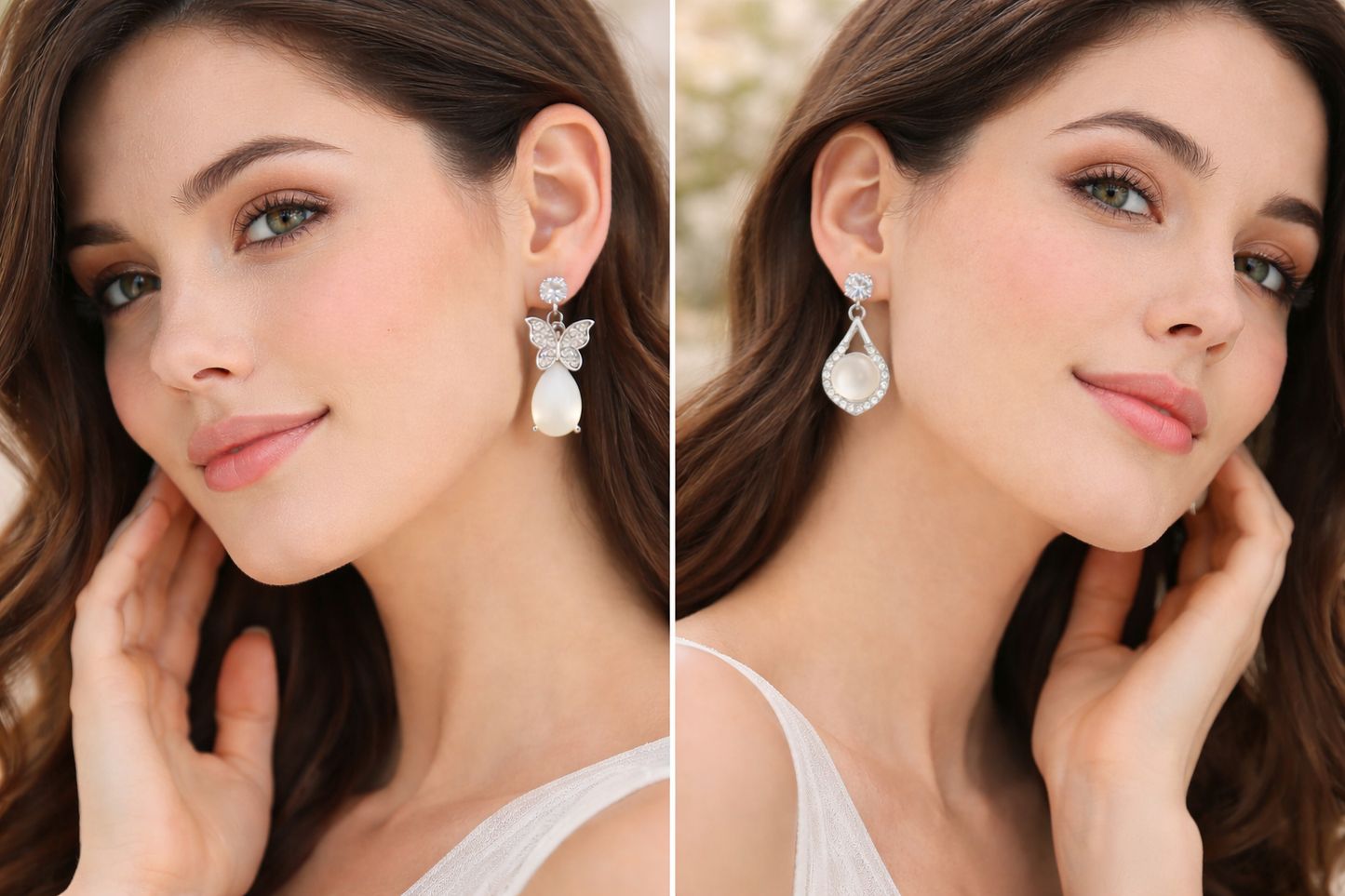 Special Butterfly & Pearl Drop Earrings Combo for Women | Premium Silver Look Earrings 2 (Combo Set)